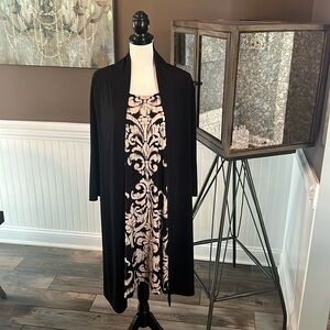 Dress Barn black and cream print dress w attached black jacket, size 18W